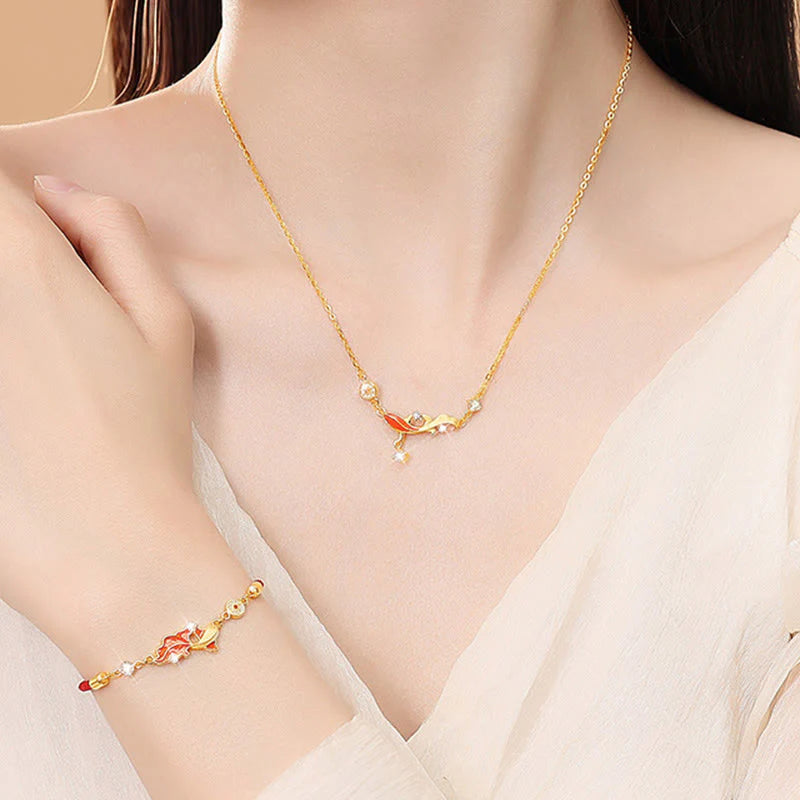 Buddha Stones 925 Sterling Silver Koi Fish Design Red String Blessing Bracelet
