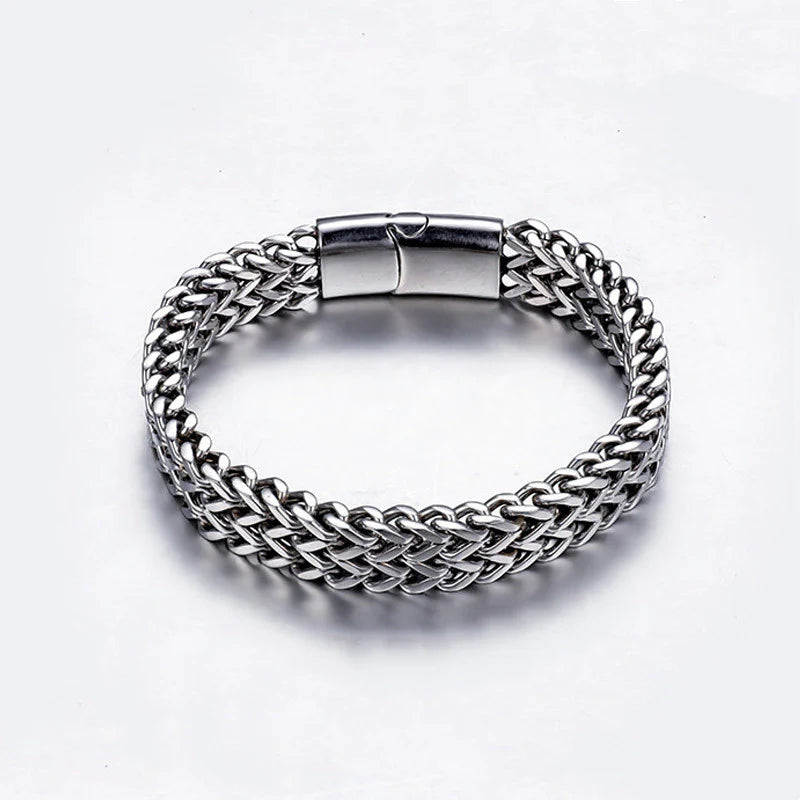 Buddha Stones Fish Scale Magnetic Buckle Titanium Steel Balance Bracelet Bangle