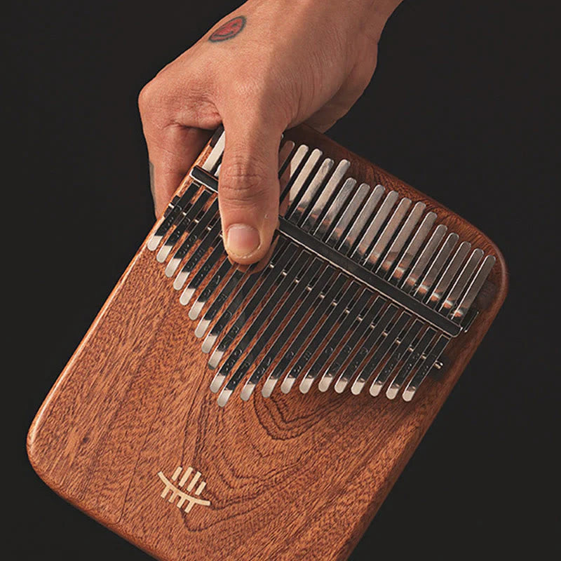 Buddha Stones 21 Keys Kalimba Thumb Piano Yellow Sandalwood Retro Portable Finger Piano
