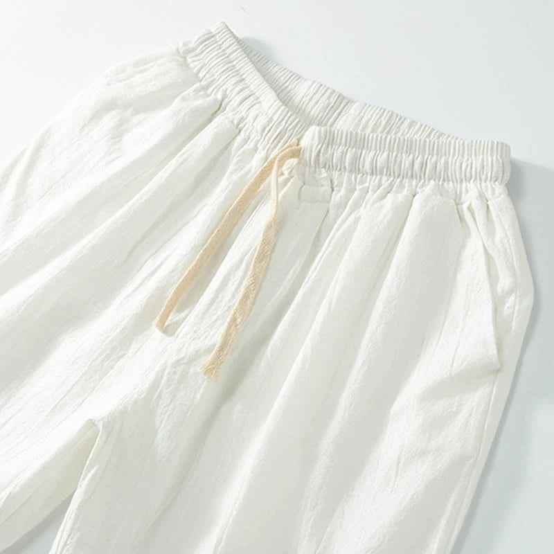 Buddha Stones Casual Solid Color Men's Straight Shorts With Pockets Cotton Shorts Men's Pants