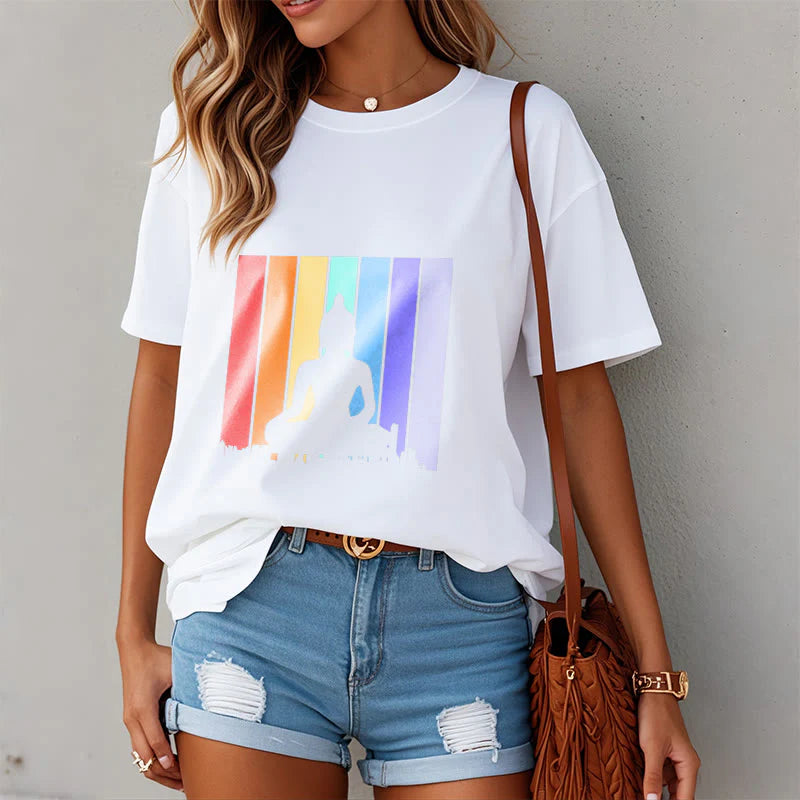 Buddha Stones Meditation Buddha Rainbow Tee T-shirt