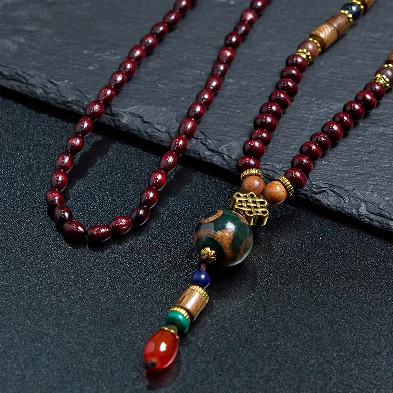 FREE Today: Peace and Protection Tibetan Handmade Wenge Wood Dzi Bead Elephant Head Necklace Pendant