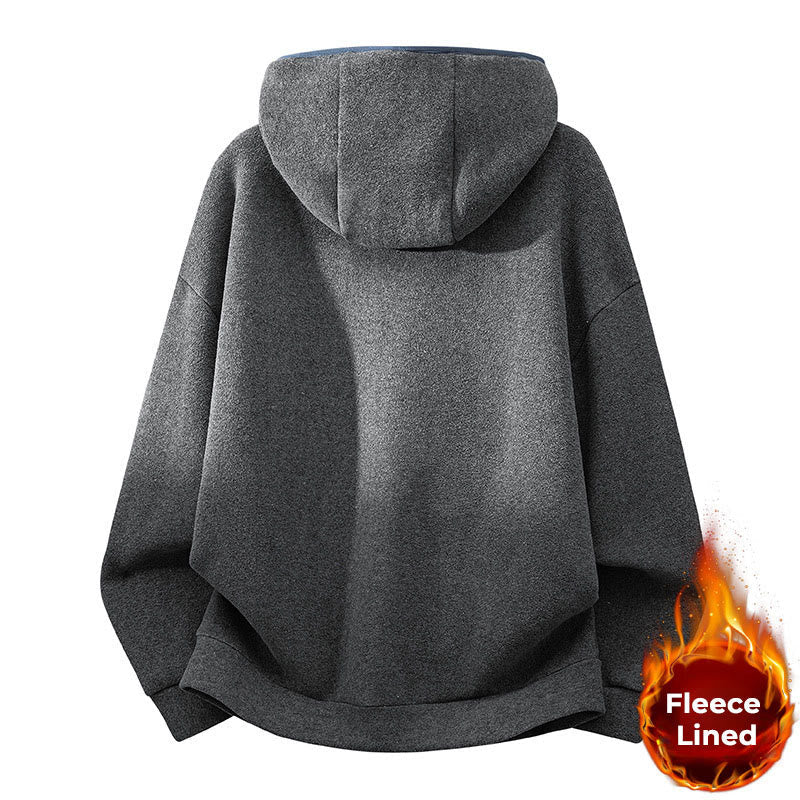 Buddha Stones Fall Winter Zipper Design Fleece Lined Long Sleeve Cotton Men's Hoodie