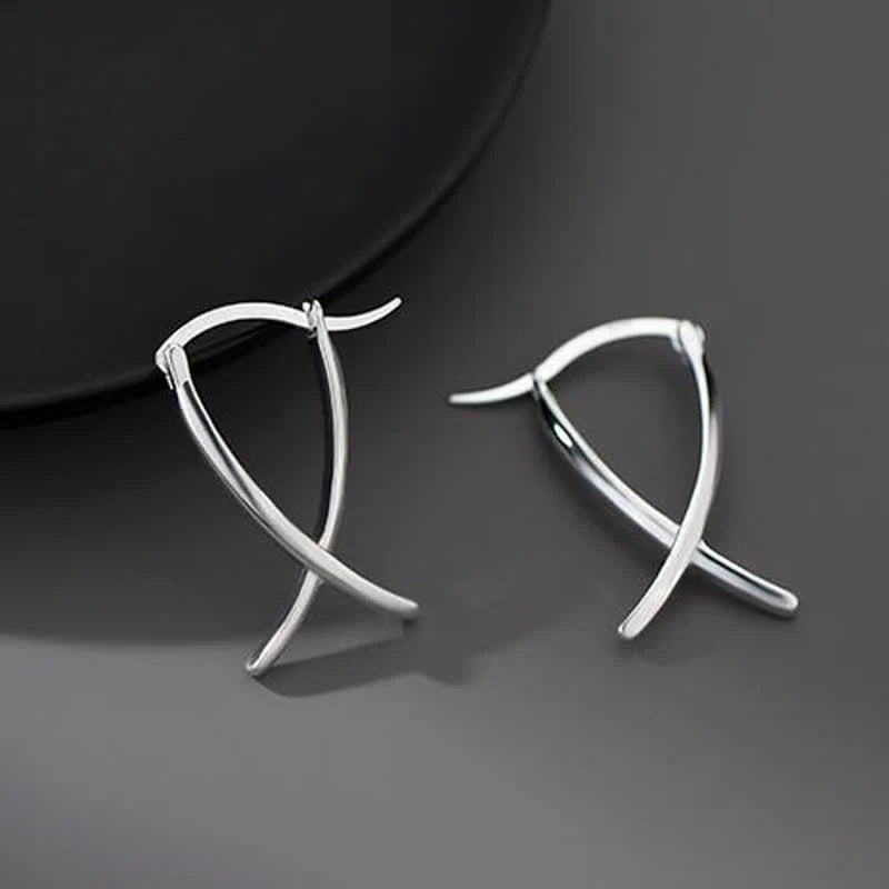 Buddha Stones Geometric Cross Design Luck Hoop Earrings