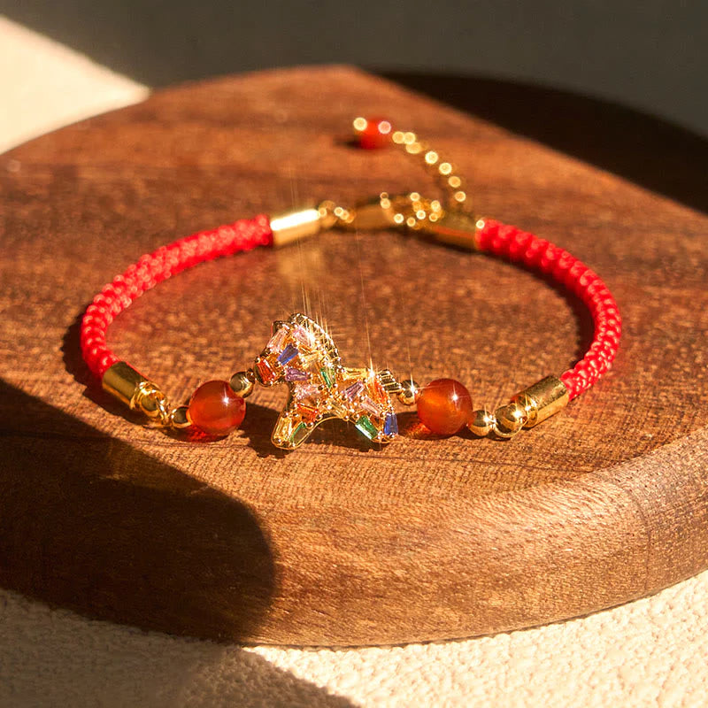 Buddha Stones Year Of The Horse Copper Red Agate Balance Bracelet