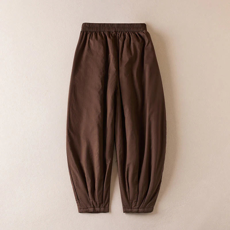Buddha Stones Plain Women's Harem Thick Pants With Pockets