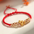 Buddha Stones Handmade 999 Sterling Silver Year Of The Snake Red String Heart Peach Blossom Luck Bracelet