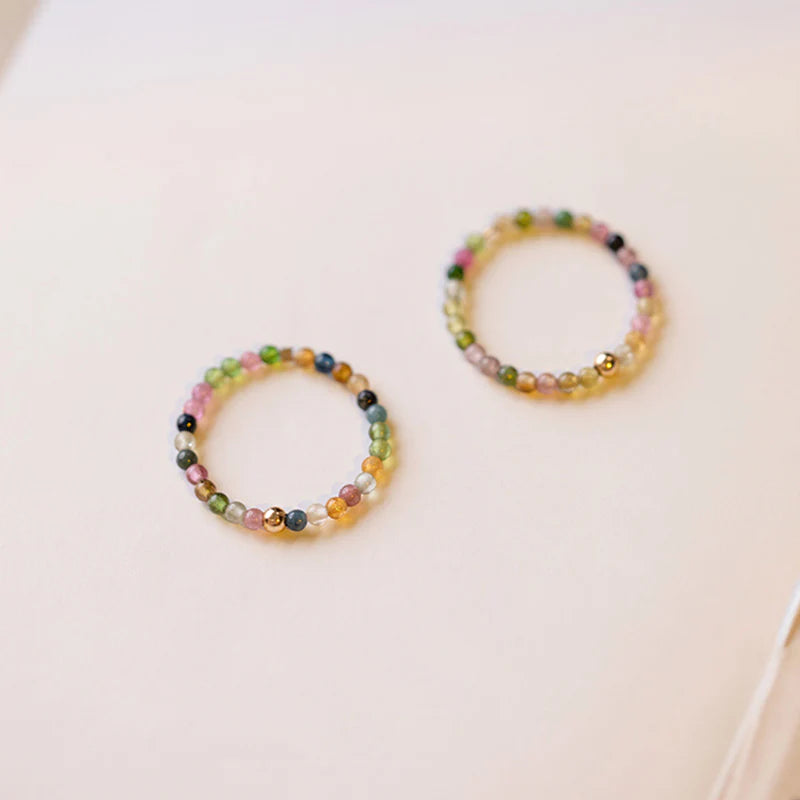 Buddha Stones Natural Tourmaline Positive Love Ring