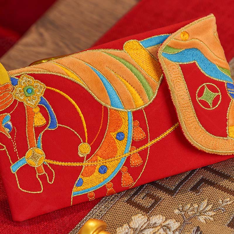 Buddha Stones Embroidery Year Of The Horse 2026 New Year Tassel Chinese Red Envelope