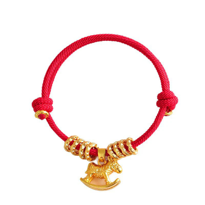 Buddha Stones Year Of The Horse Simple Horse Circle Charm Rope Faith Bracelet