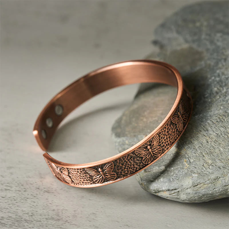 Buddha Stones Copper Open Butterfly Balance Self Care Adjustable Cuff Bracelet Bangle