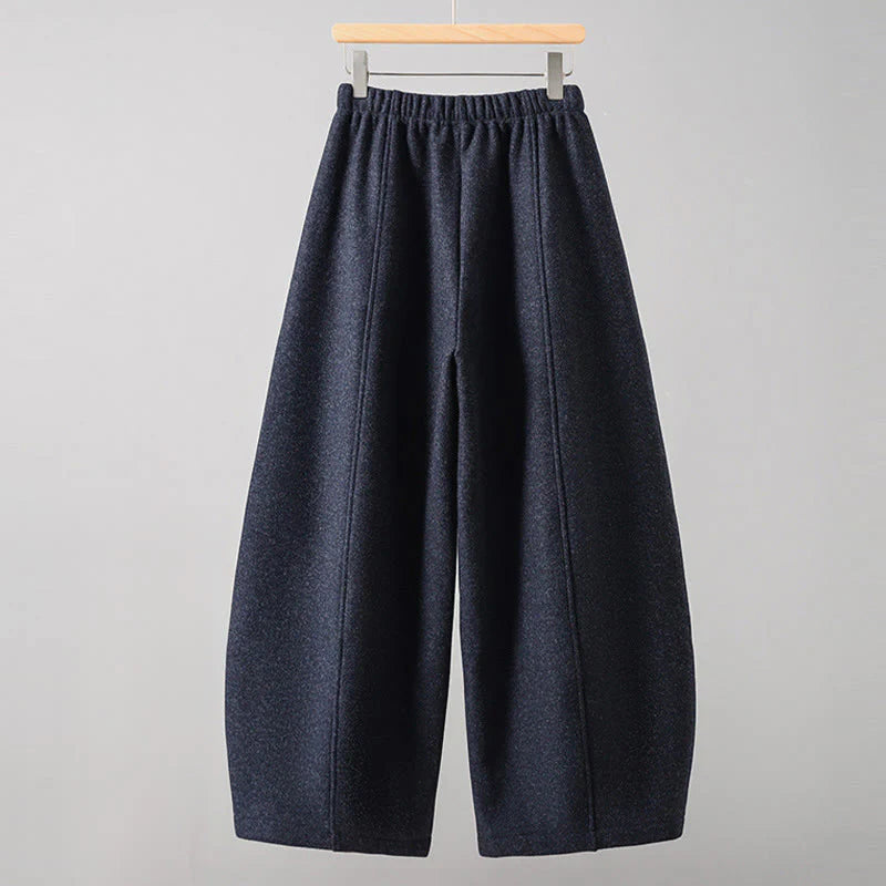 Buddha Stones Plain Cotton Lace-Up Design Thick Women's Pants With Pockets
