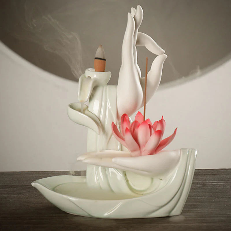 Buddha StonesTibetan Lotus Blessing Incense Burner Decoration (Extra 30% Off | USE CODE: FS30)