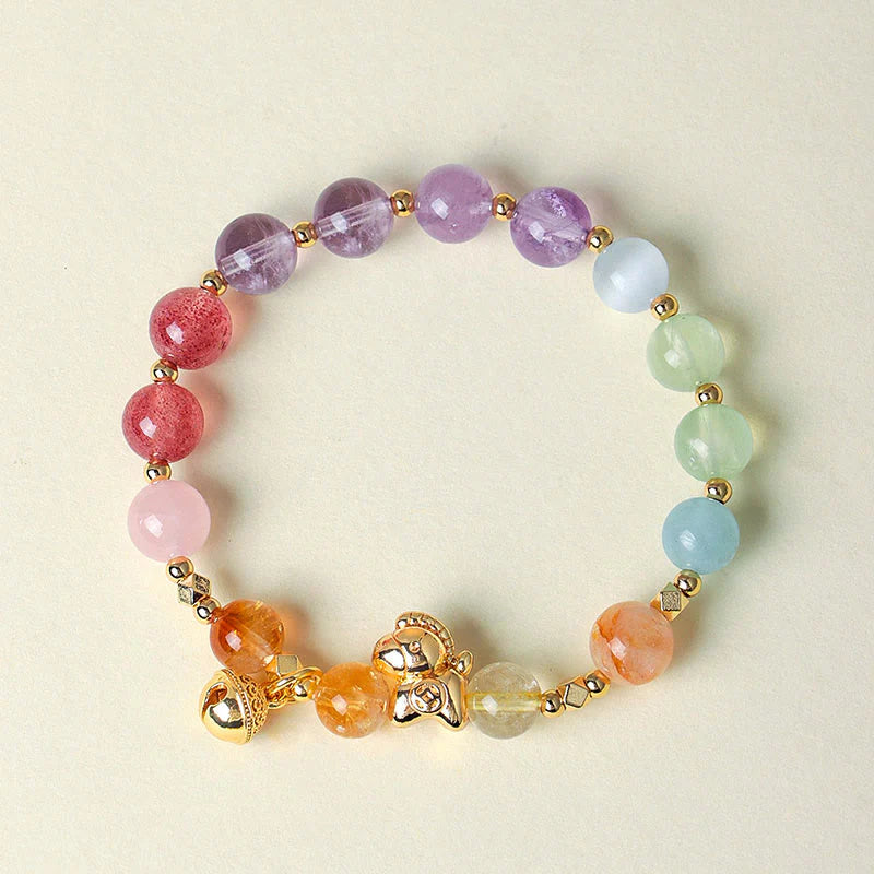 Buddha Stones Year Of The Horse Citrine Amethyst Various Crystals Protection Bracelet