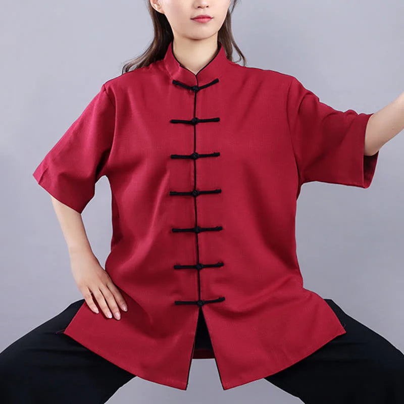 Buddha Stones 2Pcs Fall Winter Frog-Button Tai Chi Meditation Qigong Zen Practice Unisex Cotton Linen Clothing Set (Extra 30% Off | USE CODE: FS30)