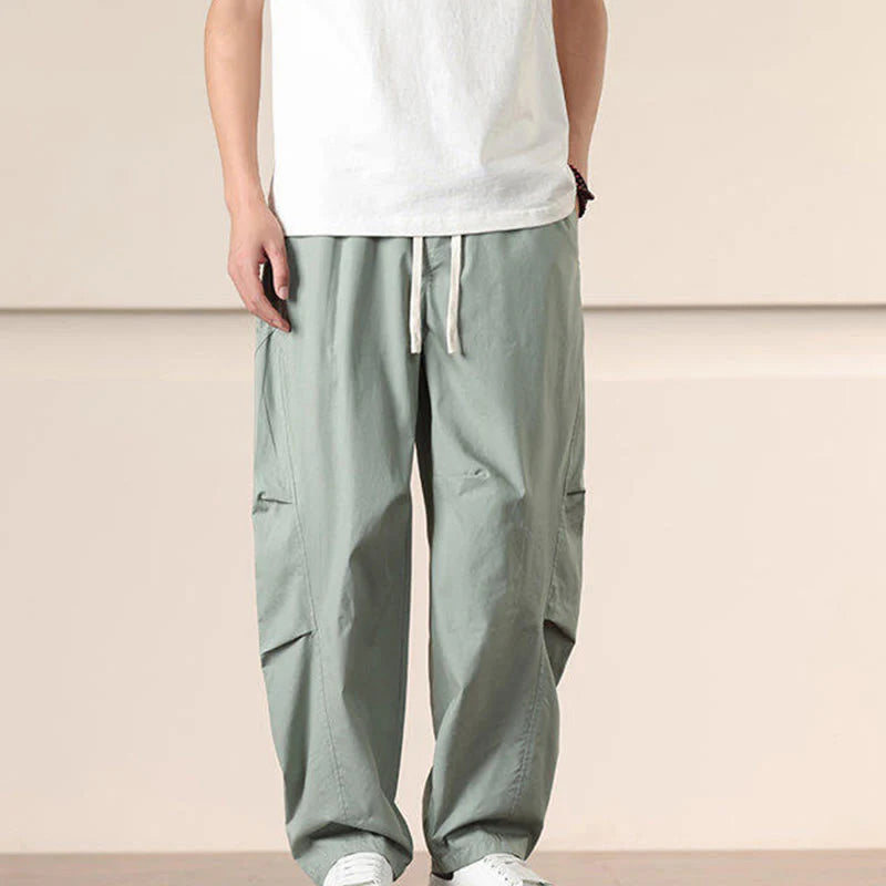 Buddha Stones Commute Spring Solid Color Drawstring Men's Harem Pants With Pockets
