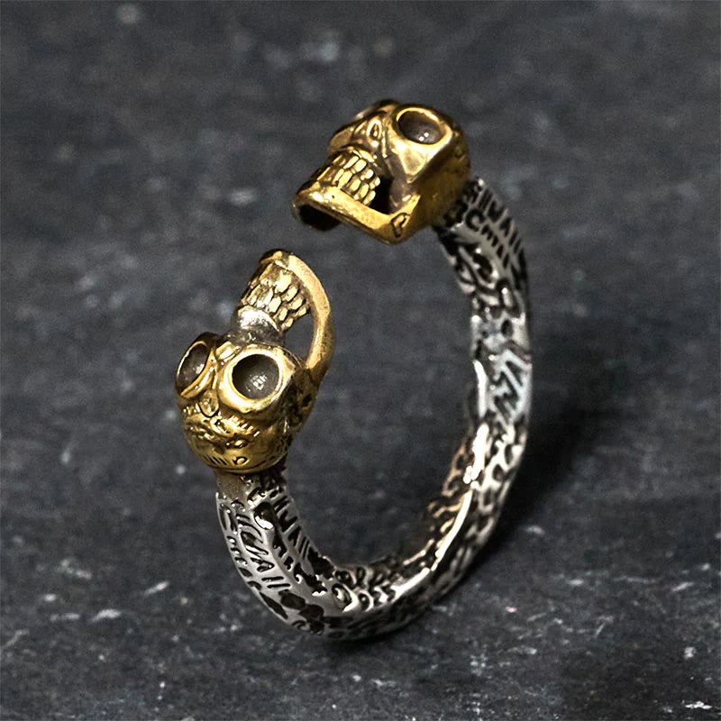 Buddha Stones The Lord Of The Corpse Forest Copper Double Skull Keep Away Evil Spirits Ring