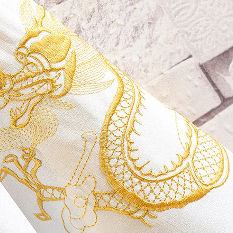 Buddha Stones Embroidery Dragon Phoenix Auspicious Cloud Waves Leaves Cranes Open Front Jacket Men's Kimono