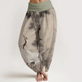 Buddha Stones Cotton Casual Red-crowned Crane Pine Tree Mountain Women's Elastic Waist Harem Pants