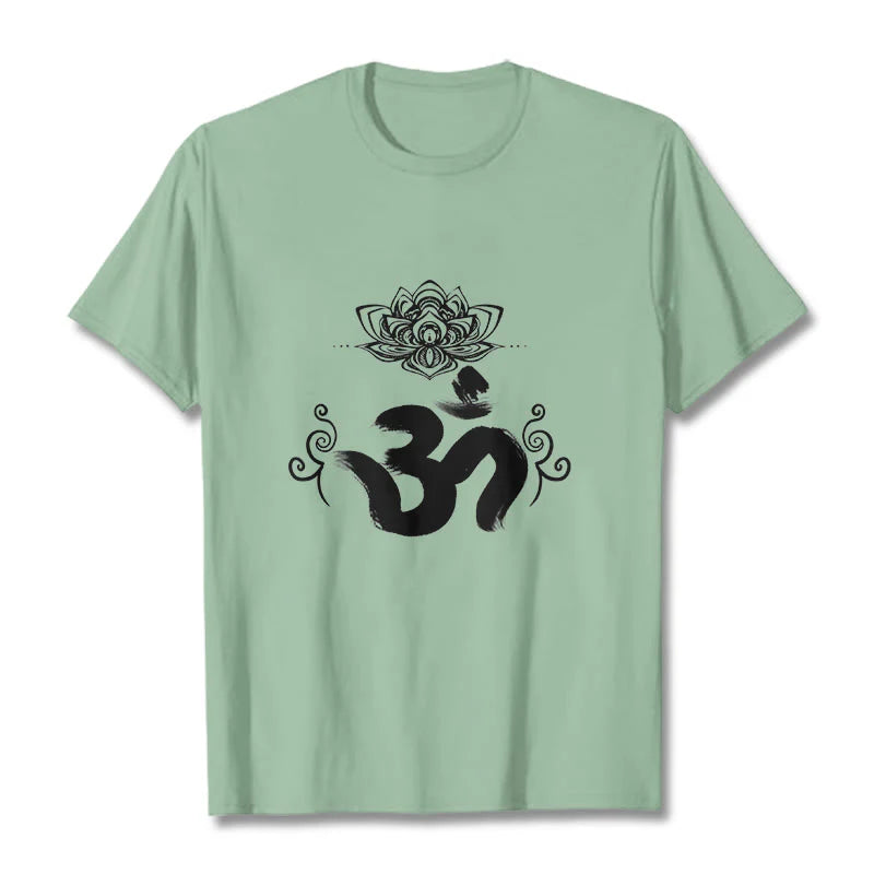 Buddha Stones Om Symbol Sanskrit Floral Tee T-shirt