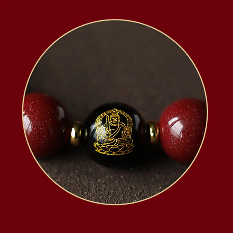 Buddha Stones 925 Sterling Silver Chinese Zodiac Natal Buddha Cinnabar Om Mani Padme Hum Calm Bracelet