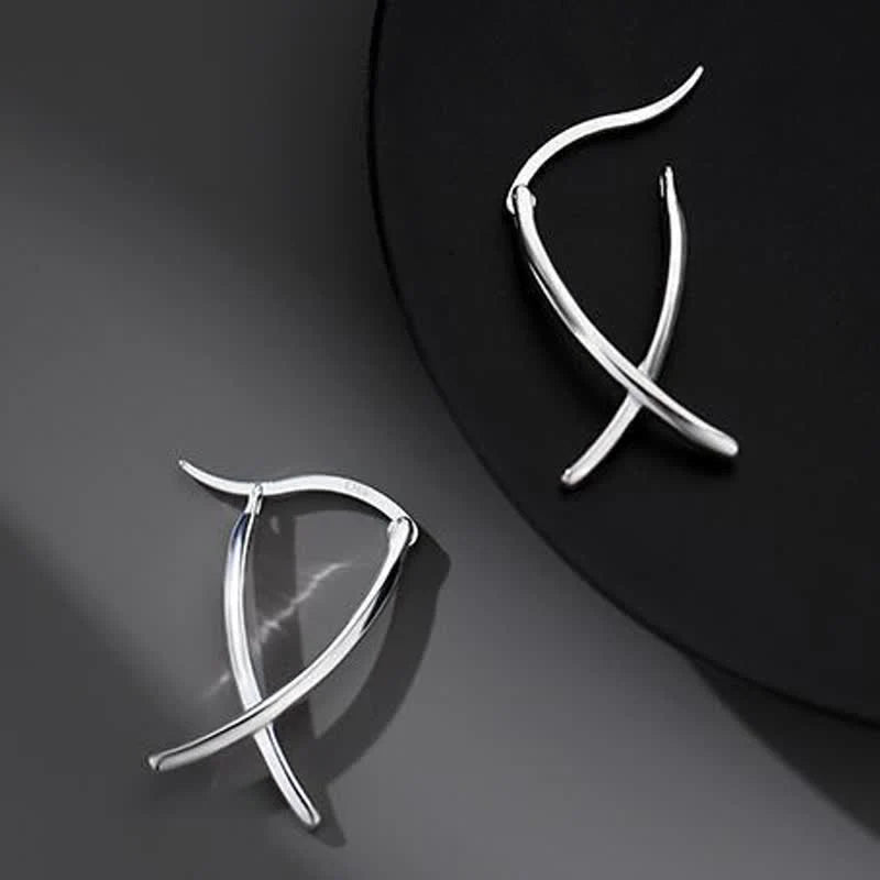 Buddha Stones Geometric Cross Design Luck Hoop Earrings
