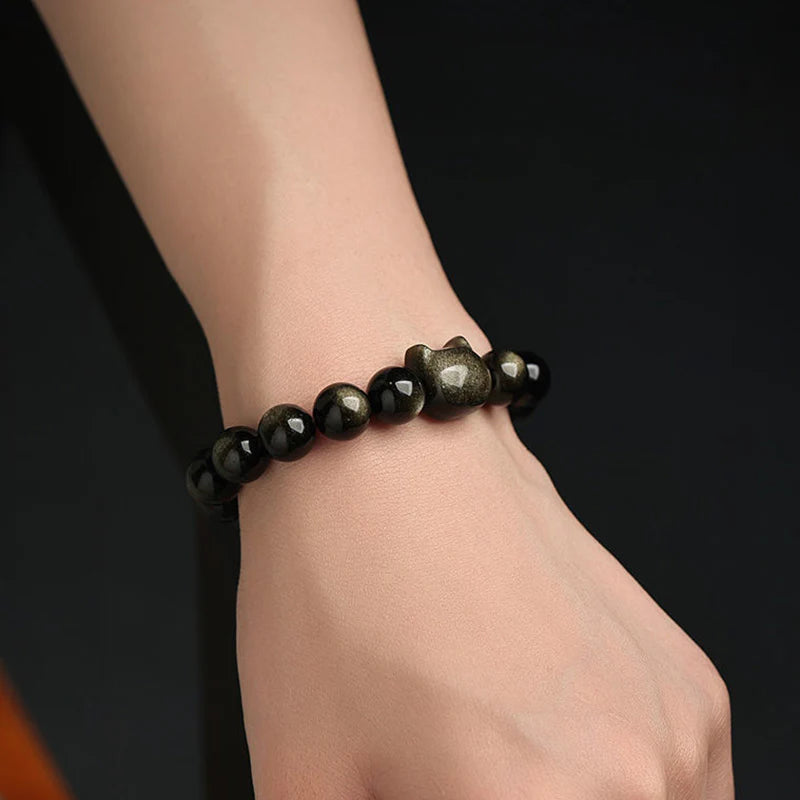 Buddha Stones All the best for Luck and Confidence Lovely Cat Bracelet Includes Gift Message Card