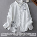 Buddha Stones Fall Dandelion Flower Buttons Long Sleeve Women's Cotton Shirt