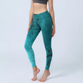 Buddha Stones Green Sunflowers Blossoms Print Gym Leggings Women's Yoga Pants