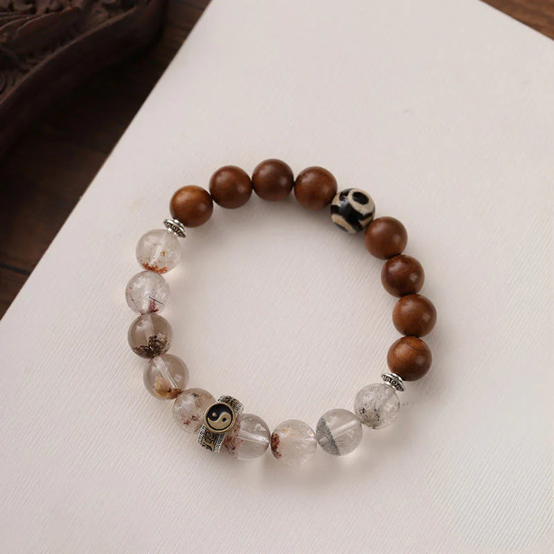 Buddha Stones Lightning Struck Wood Red Phantom Yin Yang Protection Bracelet