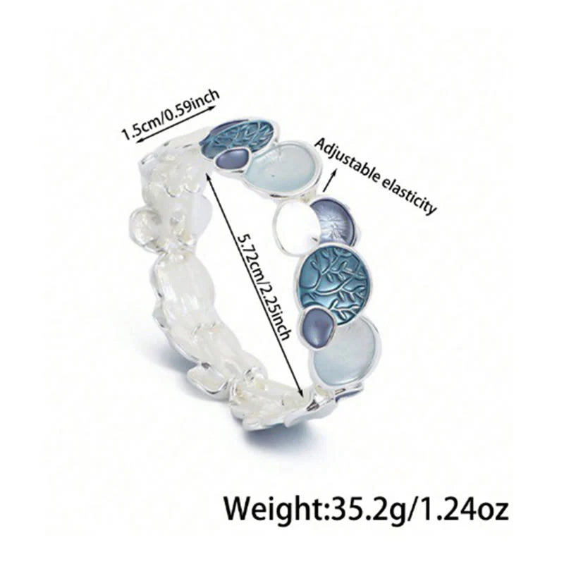 Buddha Stones The Tree Of Life Round Pattern Unity Alloy Elastic Bracelet Bangle