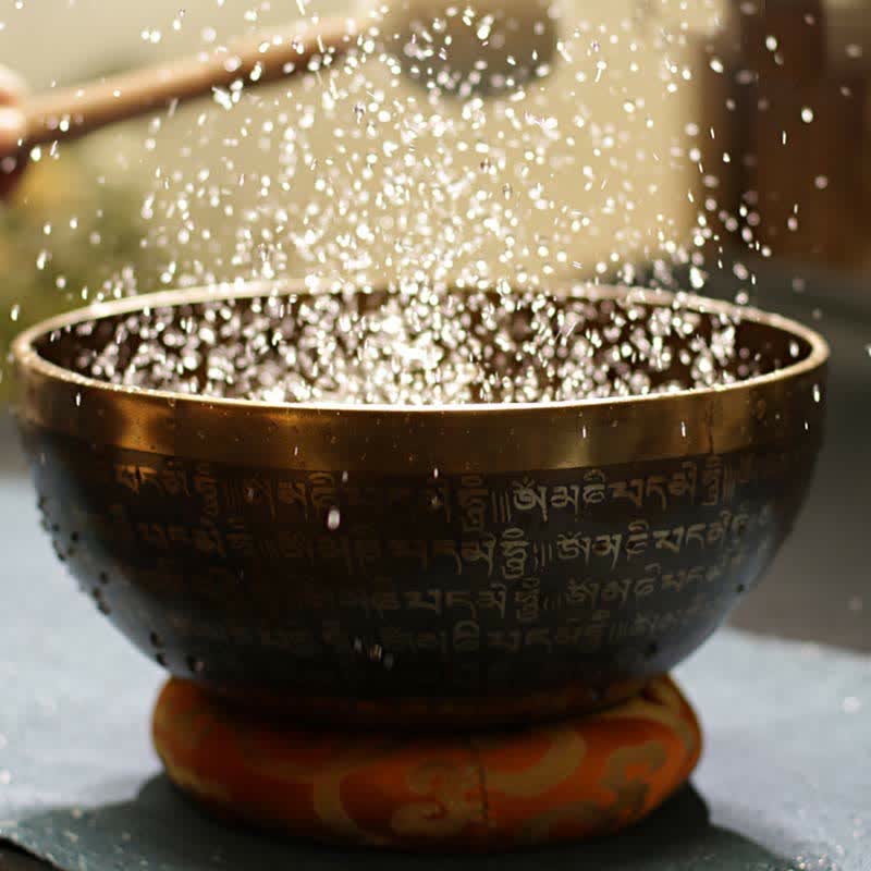 Buddha Stones Sutra Singing Bowl Handcrafted for Healing and Meditation Positive Energy Sound Bowl Set