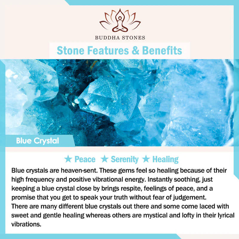 Buddha Stones Natural Irregular Gravel Amethyst Blue Crystal Wisteria Balance Bracelet
