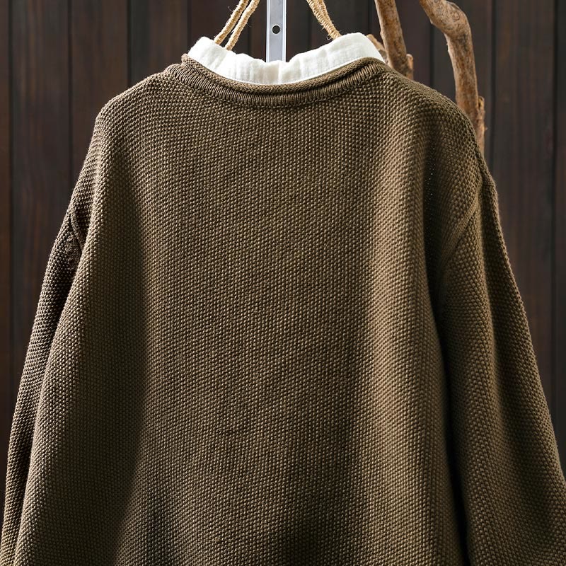Buddha Stones Fall Floral Buttons Cotton Women's Long Sleeve Knitted Cardigan Sweater