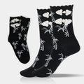 Buddha Stones Chinese Frog-Button Design Jacquard Bamboo Pattern Micro Crew Women's Socks