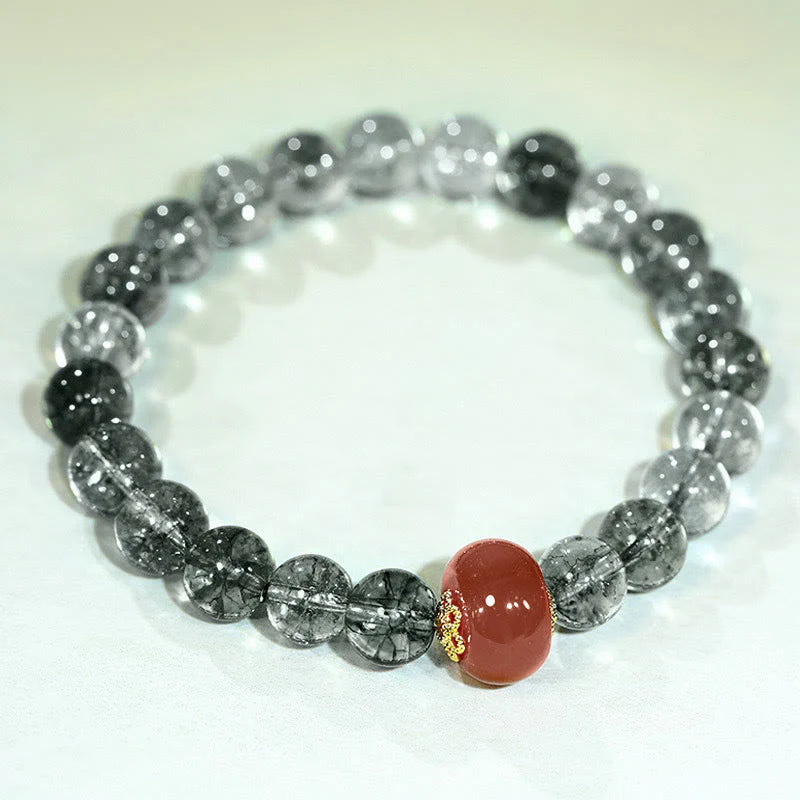 Buddha Stones Green Phantom Red Agate Positive Bracelet