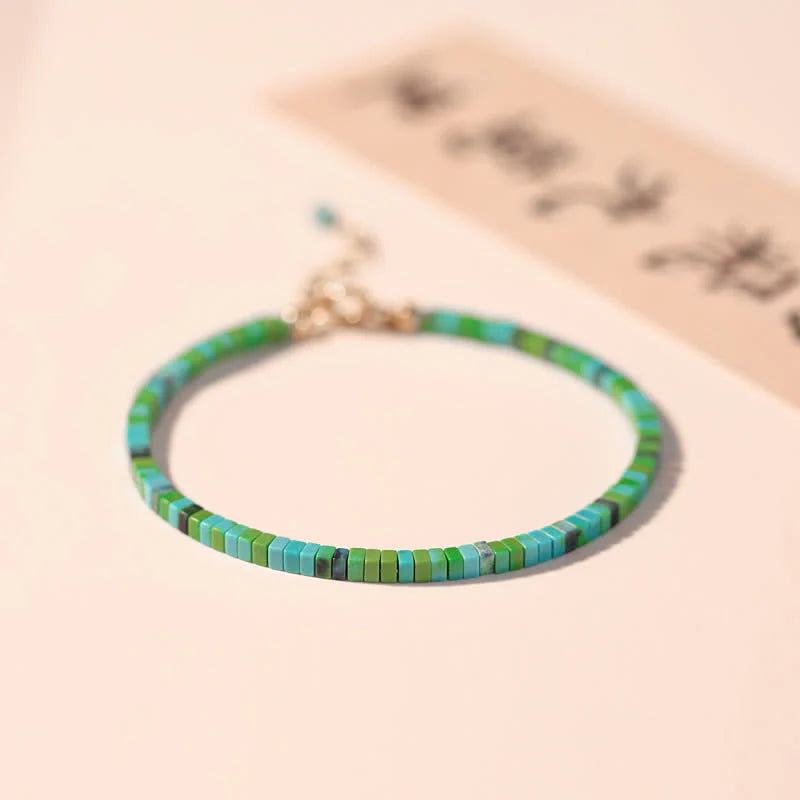 Buddha Stones Turquoise Beaded Friendship Strength Chain Bracelet