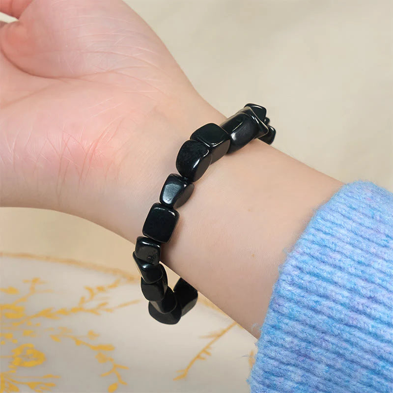 Buddha Stones 8mm Natural Authentic Shungite Stone Protection Beaded Bracelet