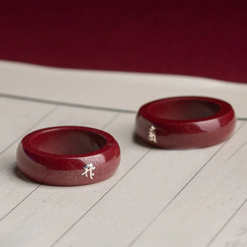 Buddha Stones Chinese Zodiac Year Of The Horse Cinnabar Blessing Ring