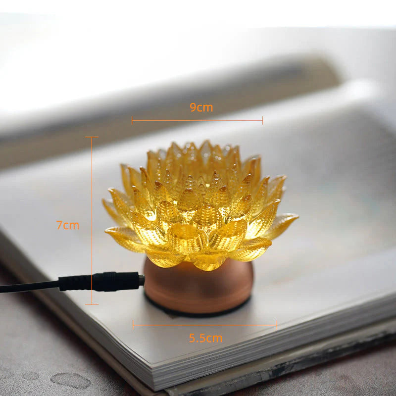 Buddha Stones Lotus Liuli Glass Copper Brass New Begining Home Decoration