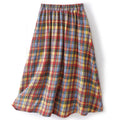 Buddha Stones Fall Winter Women's Plaid Pattern Cotton Skirt With Pockets