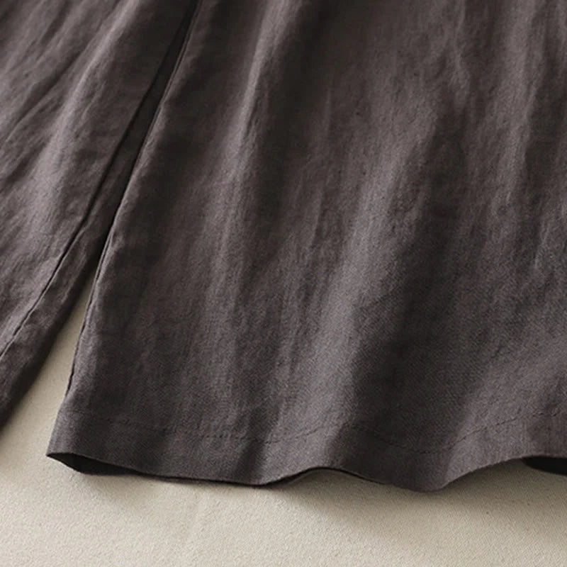 Buddha Stones Casual Colorblock Drawstring Women's Cotton Wide Leg Pants With Pockets