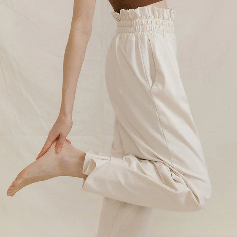 Buddha Stones Casual Buckle Loose Women's Spandex Pants With Pockets