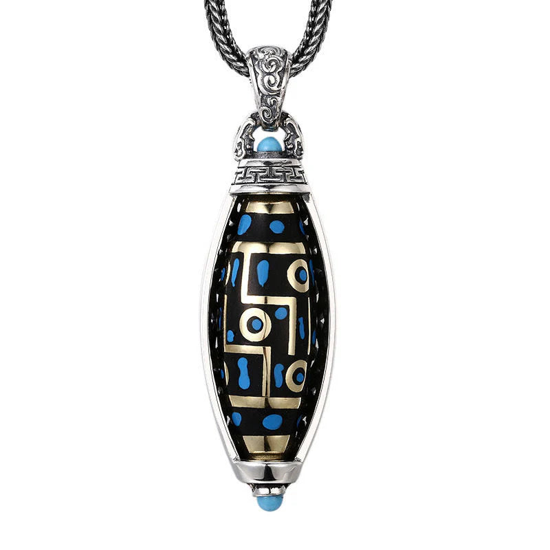 FREE Today: Peace & Purity Tibetan Om Mani Padme Hum Nine-Eye Dzi Bead Pattern Rotatable Necklace Pendant