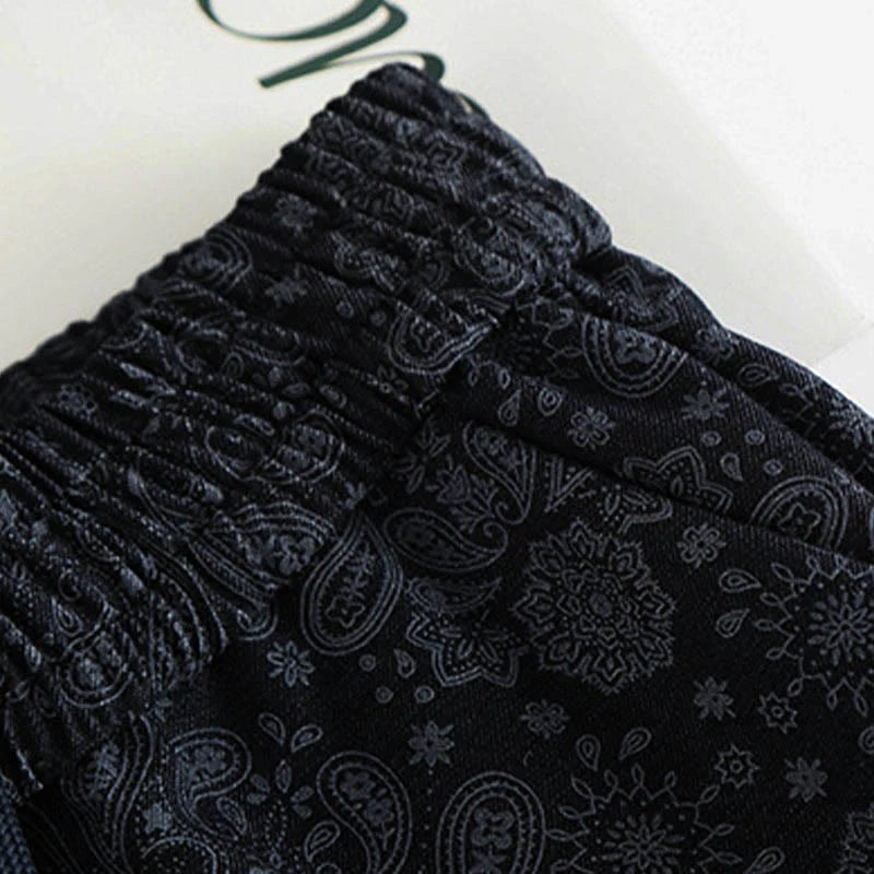 Buddha Stones Casual Floral Pattern Polyester Women's Wide Leg Pants With Pockets