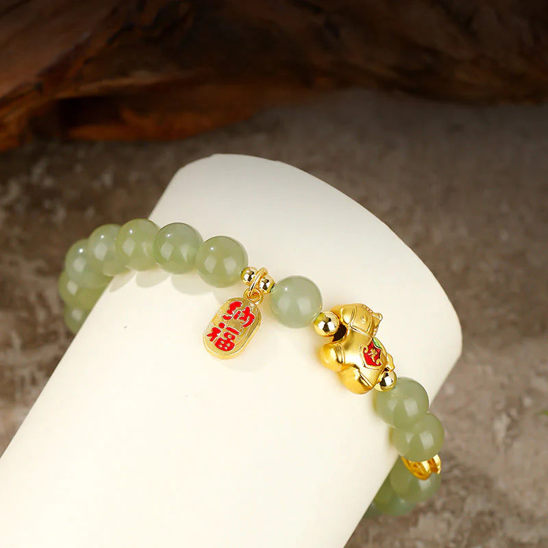 Buddha Stones Year Of The Horse Hetian Jade Abundance Bracelet