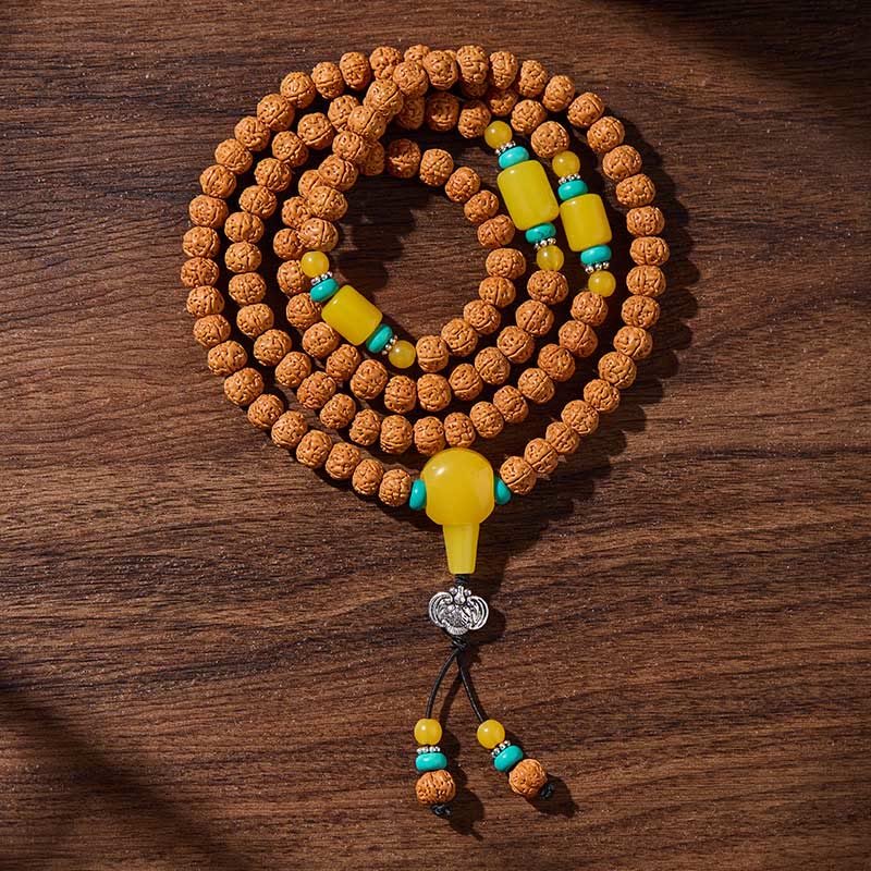 Buddha Stones Tibetan 108 Beads Bodhi Seed Three-eyed Dzi Bead Auspiciousness Mala