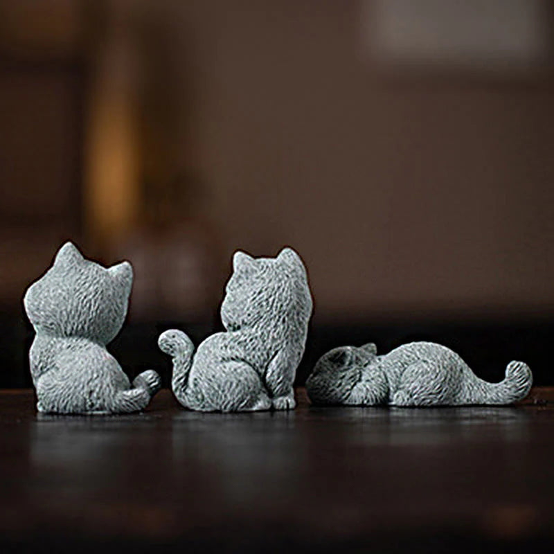 Buddha Stones Small Cat Home Tea Pet Figurine Desk Decoration