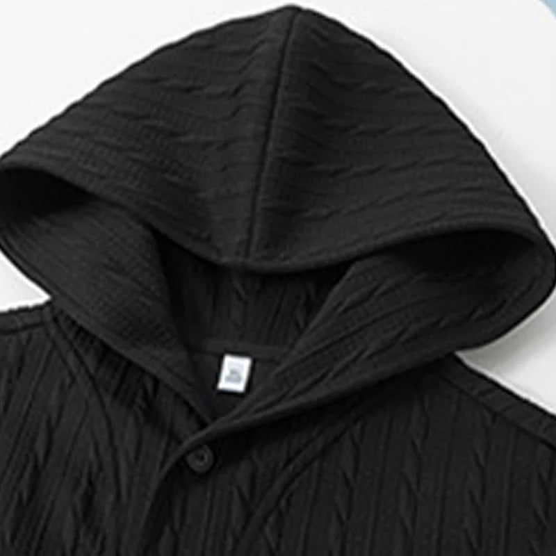 Buddha Stones Fall Winter Buttons Twisted Design Long Sleeve Men's Hoodie