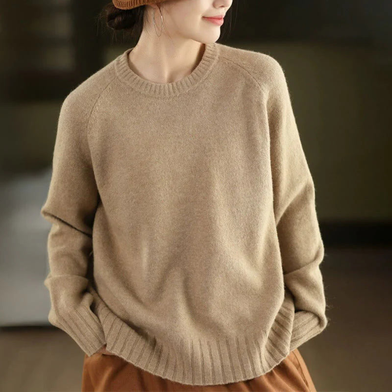 Buddha Stones Winter Crew Neck Warm Long Sleeve Women's Cotton Knitted Sweater